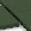 Großaufnahme vom Verbindungssystem von WARCO-Boden 0692 - Playground safety tile im Farbdesign Grass Green. Abmessungen 500 x 500 x 50 mm.