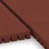 Großaufnahme vom Verbindungssystem von WARCO-Boden 0859 - Playground safety mat im Farbdesign Brick red. Abmessungen 1000 x 1000 x 80 mm.