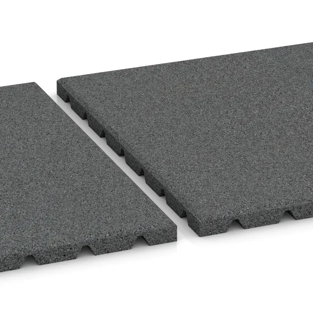 Großaufnahme vom Verbindungssystem von WARCO-Boden 0535 - Balcony decking tile 2.5 cm im Farbdesign Slate grey. Abmessungen 500 x 500 x 25 mm.