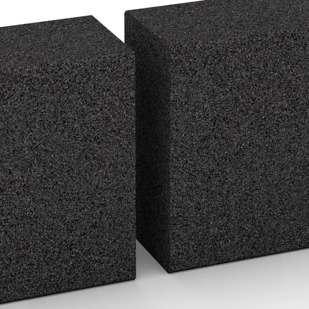 Großaufnahme vom Verbindungssystem von WARCO-Boden 7028 - Rubber granulate block step im Farbdesign Anthracite. Abmessungen 100 x 30 x 15 cm.