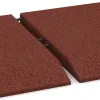 Großaufnahme vom Verbindungssystem von WARCO-Boden 0474 - Corner tile (two chamfered sides) im Farbdesign Brick red. Abmessungen 500 x 500 x 45 mm.