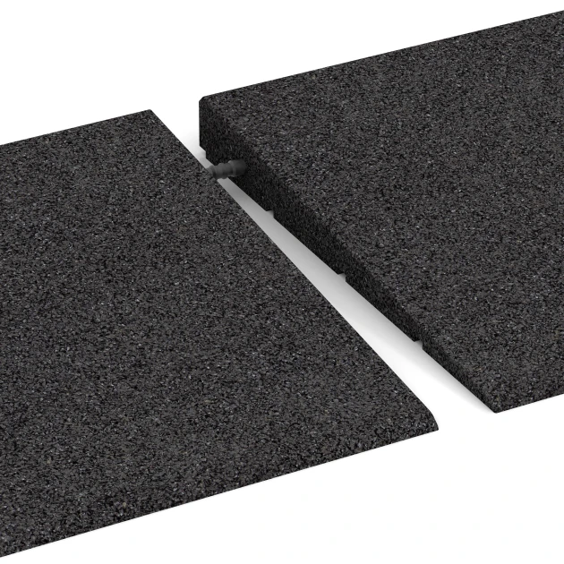 Großaufnahme vom Verbindungssystem von WARCO-Boden 2388 - Transition ramp 75 cm im Farbdesign Anthracite. Abmessungen 75 x 30 cm | 8 < 35 mm.