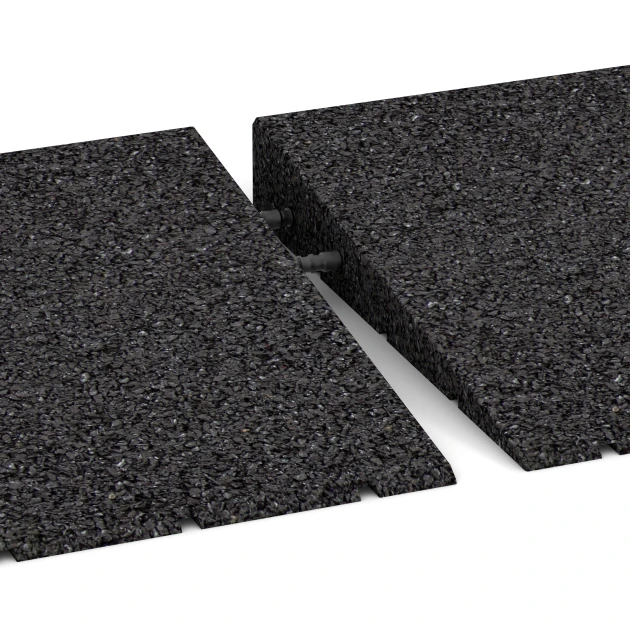 Großaufnahme vom Verbindungssystem von WARCO-Boden 2508 - Transition ramp 75 cm im Farbdesign Anthracite. Abmessungen 75 x 30 cm | 8 < 50 mm.