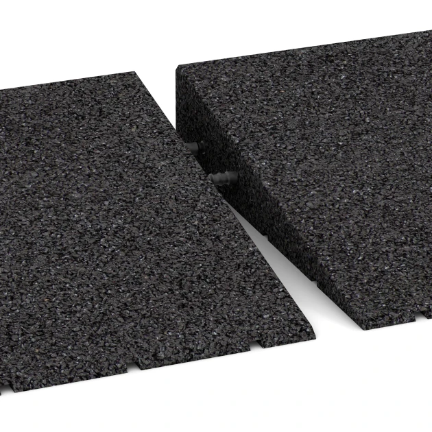 Großaufnahme vom Verbindungssystem von WARCO-Boden 2548 - Transition ramp 75 cm im Farbdesign Anthracite. Abmessungen 75 x 30 cm | 8 < 65 mm.