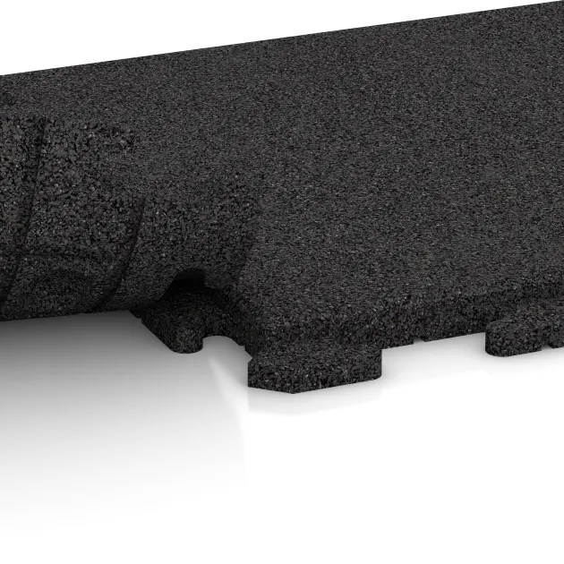 Großaufnahme vom Verbindungssystem von WARCO-Boden 1252 - Terrace tile Classic im Farbdesign Anthracite. Abmessungen 500 x 500 x 30 mm.