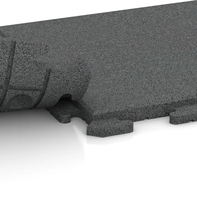 Großaufnahme vom Verbindungssystem von WARCO-Boden 1251 - Outdoor Tile Classic im Farbdesign Slate grey. Abmessungen 50 x 50 x 3 cm | 0,25 m².