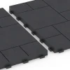 Großaufnahme vom Verbindungssystem von WARCO-Boden 6329 - Block Pattern – Deck Tile im Farbdesign Slate. Abmessungen 38,5 x 38,5 x 2 cm.