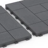 Großaufnahme vom Verbindungssystem von WARCO-Boden 6237 - Panel Pattern – Deck Tile im Farbdesign Silver Grey. Abmessungen 38,5 x 38,5 x 2 cm.