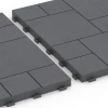 Großaufnahme vom Verbindungssystem von WARCO-Boden 6330 - Block Pattern – Deck Tile im Farbdesign Silver Grey. Abmessungen 38,5 x 38,5 x 2 cm.