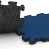 Großaufnahme vom Verbindungssystem von WARCO-Boden 6002 - Rubber click tile im Farbdesign Gentian Blue. Abmessungen 306 x 306 x 20 mm.