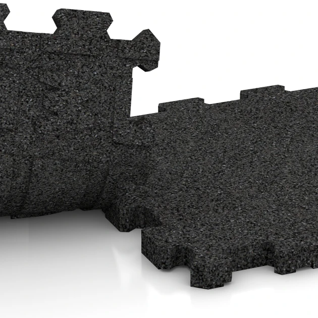 Großaufnahme vom Verbindungssystem von WARCO-Boden 5441 - Stair tread tile im Farbdesign Anthracite. Abmessungen 306 x 306 x 20 mm.