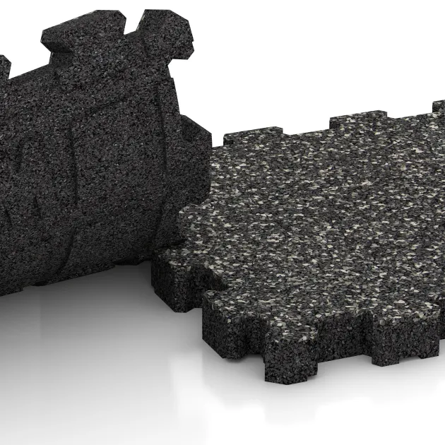 Großaufnahme vom Verbindungssystem von WARCO-Boden 6104 - Pool Decking Tile Seamless im Farbdesign Dark Grey Granite. Abmessungen 306 x 306 x 30 mm.