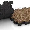 Großaufnahme vom Verbindungssystem von WARCO-Boden 4276 - Rubber click tile im Farbdesign Bark & Bast. Abmessungen 306 x 306 x 30 mm.