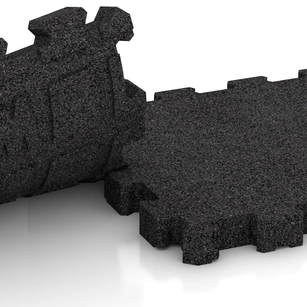 Großaufnahme vom Verbindungssystem von WARCO-Boden 4282 - Seamless sports flooring im Farbdesign Anthracite. Abmessungen 306 x 306 x 30 mm.