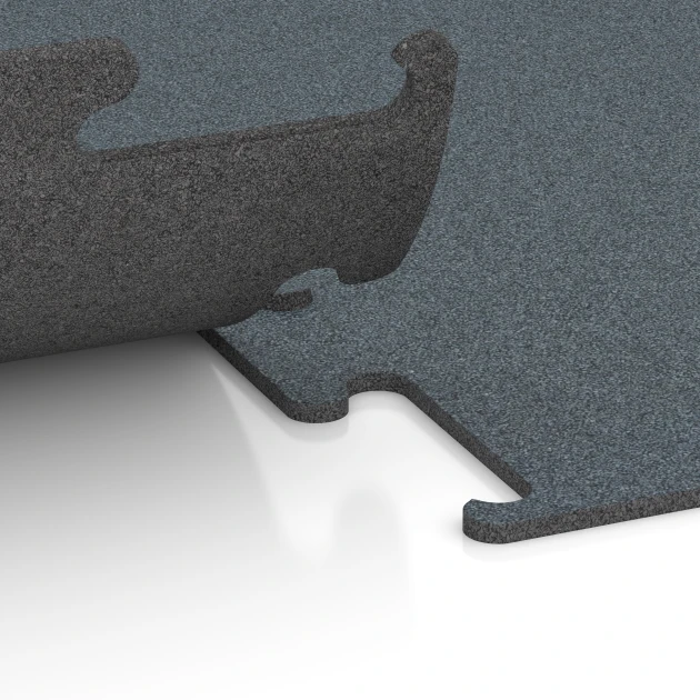 Großaufnahme vom Verbindungssystem von WARCO-Boden 6157 - Fitness Performance Elite Training Floor im Farbdesign Fern Green. Abmessungen 100 x 100 x 1 cm | 1,00 m².