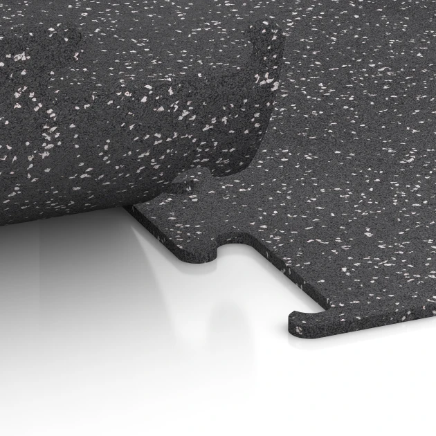 Großaufnahme vom Verbindungssystem von WARCO-Boden 3776 - Fitness Performance Elite Training Floor im Farbdesign Light Grey Speckled. Abmessungen 100 x 100 x 1 cm | 1,00 m².
