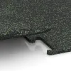 Großaufnahme vom Verbindungssystem von WARCO-Boden 3771 - Fitness Performance Elite Training Floor im Farbdesign Light Green Speckled. Abmessungen 500 x 500 x 15 mm.