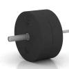 Großaufnahme vom Verbindungssystem von WARCO-Boden 6090 - Bumper Plate Slim im Farbdesign Anthracite. Abmessungen 25 kg | ø 45,4 x 11,38 cm.