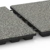 Großaufnahme vom Verbindungssystem von WARCO-Boden 6432 - Playground safety tile – CFH 160 cm im Farbdesign Grey Granite. Abmessungen 50 x 50 x 4,8 cm.