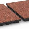Großaufnahme vom Verbindungssystem von WARCO-Boden 6435 - Playground safety tile – CFH 160 cm im Farbdesign Embers. Abmessungen 50 x 50 x 4,8 cm.