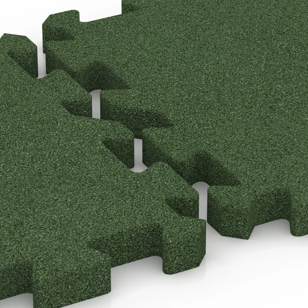 Großaufnahme vom Verbindungssystem von WARCO-Boden 6982 - Sports court tile im Farbdesign Grass green. Abmessungen 50 x 50 x 4 cm | 0,25 m².