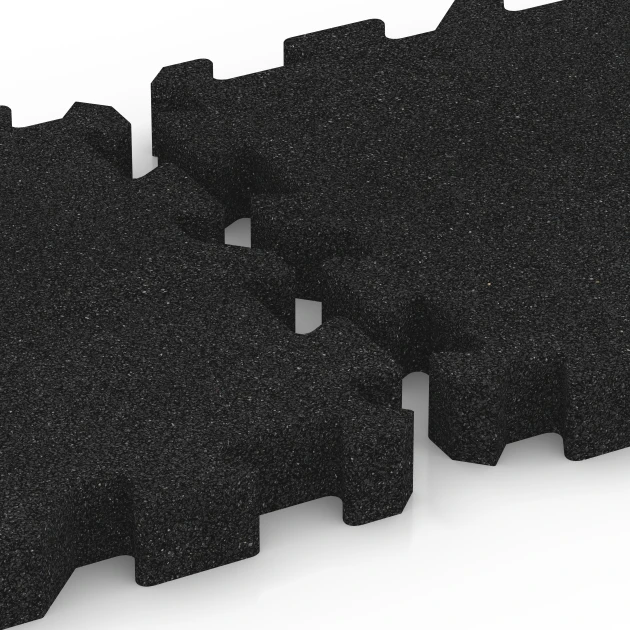 Großaufnahme vom Verbindungssystem von WARCO-Boden 6309 - Interlocking playground safety tile im Farbdesign Anthracite. Abmessungen 50 x 50 x 6 cm | 0,25 m².