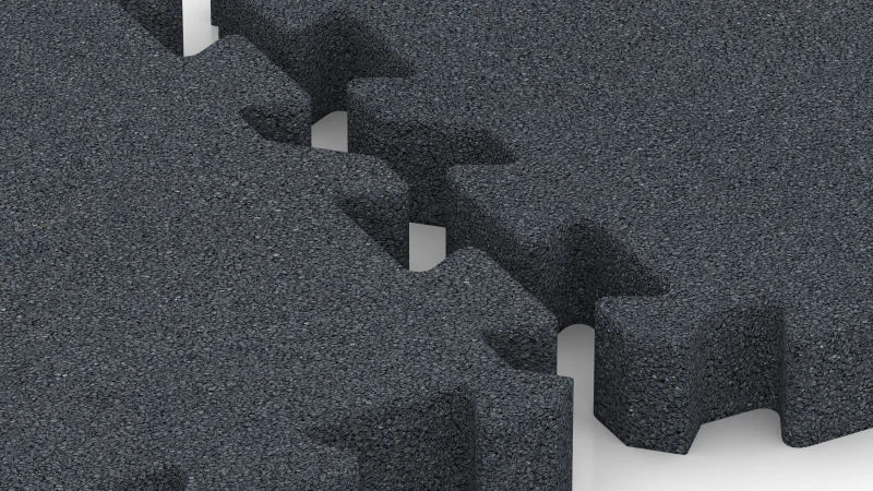 Jigsaw interlock with slight rounded bevel