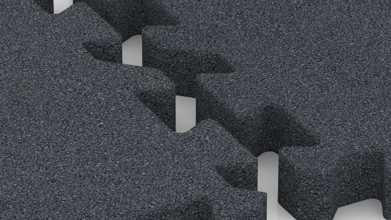 Jigsaw interlock with slight rounded bevel
