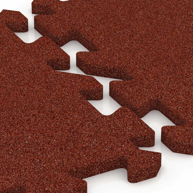 Großaufnahme vom Verbindungssystem von WARCO-Boden 6984 - Gym Floor Protection Mat im Farbdesign Brick red. Abmessungen 50 x 50 x 2 cm | 0,25 m².