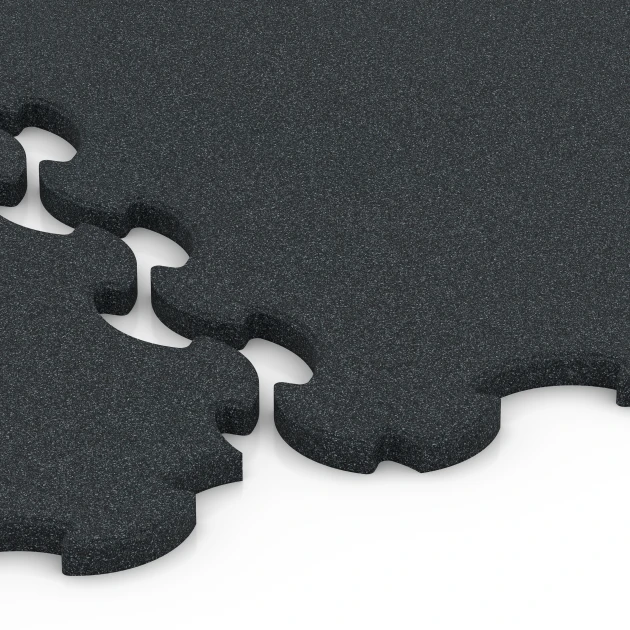 Großaufnahme vom Verbindungssystem von WARCO-Boden 7085 - Rubber Dog Floor Mat im Farbdesign Anthracite. Abmessungen 102,5 x 102,5 x 2,2 cm | 1,05 m².