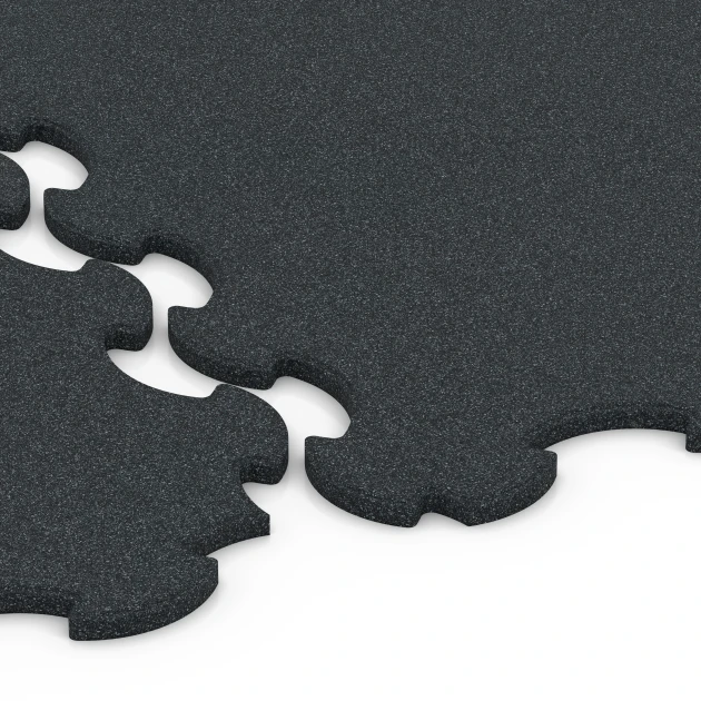 Großaufnahme vom Verbindungssystem von WARCO-Boden 6376 - Fitness Floor Protection Mat im Farbdesign Anthracite. Abmessungen 102,5 x 102,5 x 1,5 cm | 1,05 m².