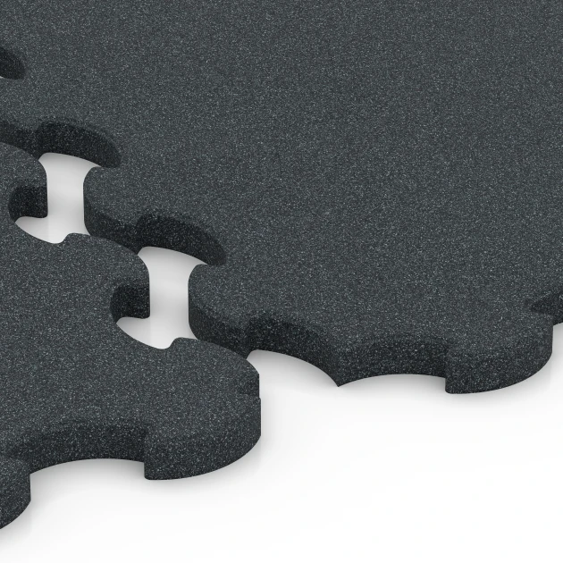 Großaufnahme vom Verbindungssystem von WARCO-Boden 7084 - Rubber Dog Floor Mat im Farbdesign Anthracite. Abmessungen 102,5 x 102,5 x 3 cm | 1,05 m².
