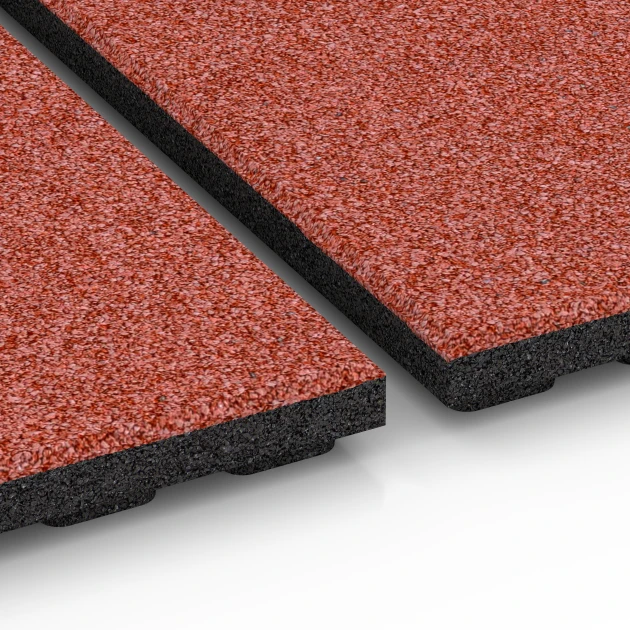 Großaufnahme vom Verbindungssystem von WARCO-Boden 6388 - Stable Mat Premium im Farbdesign Brick red. Abmessungen 100 x 100 x 4,5 cm | 1,00 m².