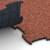 Großaufnahme vom Verbindungssystem von WARCO-Boden 6872 - Fitness Max Floor System im Farbdesign Embers. Abmessungen 97,1 x 97,1 × 1,8 cm.