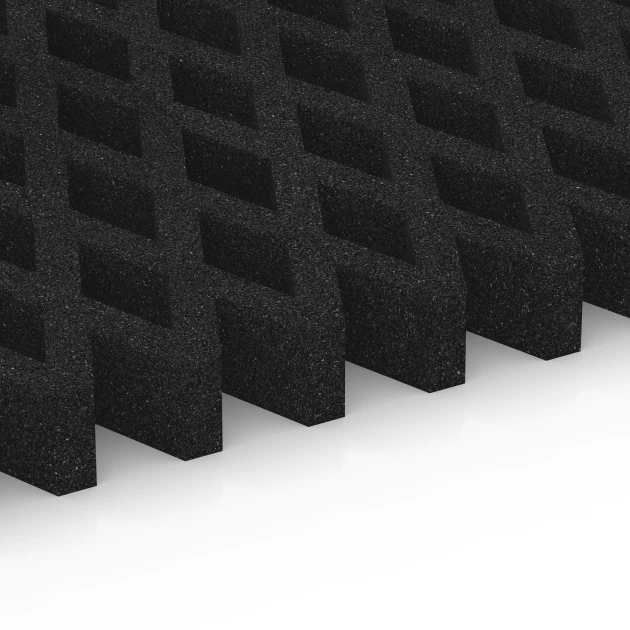 Großaufnahme vom Verbindungssystem von WARCO-Boden 7012 - Safety Grass Grid Mat im Farbdesign Anthracite. Abmessungen 100 × 100 × 8 cm.