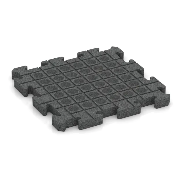 Aufsicht auf die Unterseite, also die Bodenseite von WARCO-Formteil 2981 - Rubber paving im Format 500 x 500 x 40 mm.