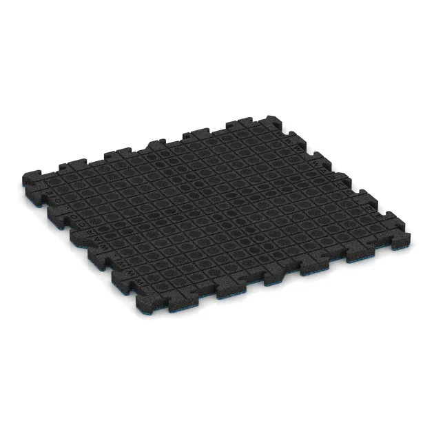 Aufsicht auf die Unterseite, also die Bodenseite von WARCO-Formteil 3416 - Fitness Floor Protection Mat HD im Format 1000 x 1000 x 40 mm.