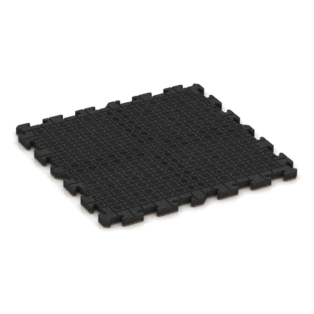 Aufsicht auf die Unterseite, also die Bodenseite von WARCO-Formteil 3419 - Fitness Floor Protection Mat HD im Format 1000 x 1000 x 40 mm.