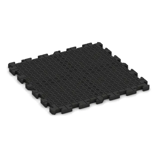 Aufsicht auf die Unterseite, also die Bodenseite von WARCO-Formteil 4070 - Dog floor tile im Format 1000 x 1000 x 40 mm.