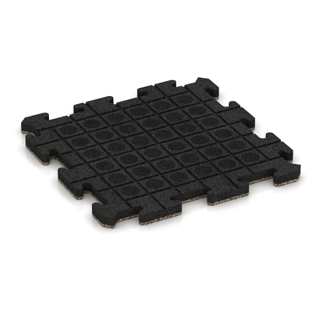 Aufsicht auf die Unterseite, also die Bodenseite von WARCO-Formteil 4097 - Rubber sports surface im Format 500 x 500 x 30 mm.