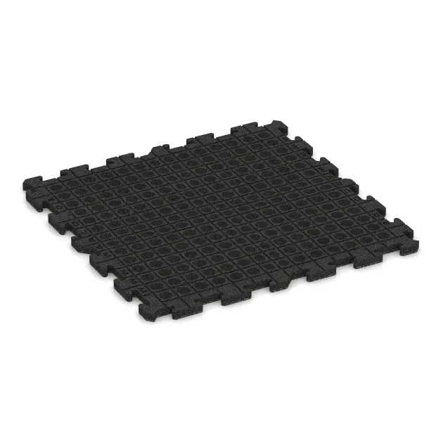 Aufsicht auf die Unterseite, also die Bodenseite von WARCO-Formteil 3212 - Playground flooring im Format 1000 x 1000 x 30 mm.