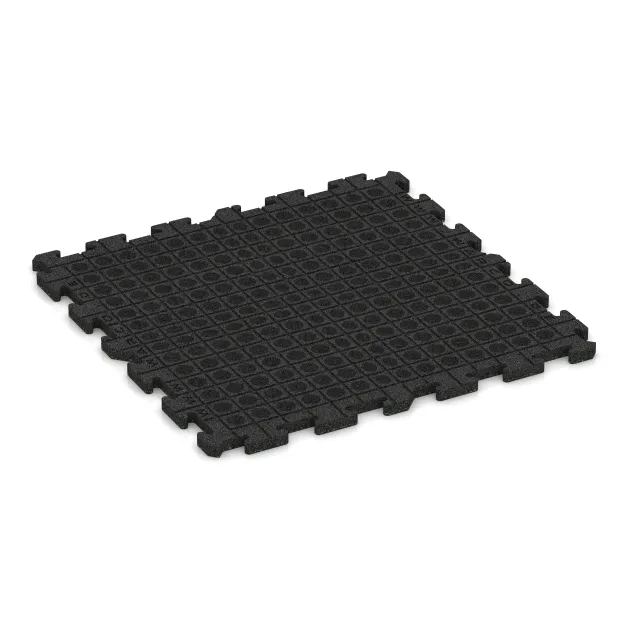 Aufsicht auf die Unterseite, also die Bodenseite von WARCO-Formteil 3215 - Playground flooring im Format 1000 x 1000 x 30 mm.