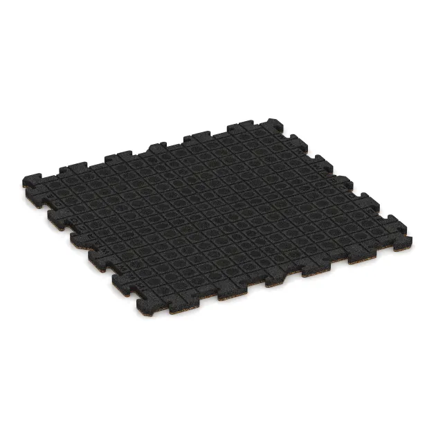 Aufsicht auf die Unterseite, also die Bodenseite von WARCO-Formteil 3216 - Playground flooring im Format 1000 x 1000 x 30 mm.