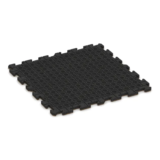 Aufsicht auf die Unterseite, also die Bodenseite von WARCO-Formteil 3225 - Playground flooring im Format 1000 x 1000 x 30 mm.