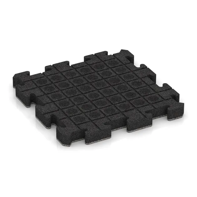 Aufsicht auf die Unterseite, also die Bodenseite von WARCO-Formteil 4559 - Rubber paving im Format 500 x 500 x 50 mm.