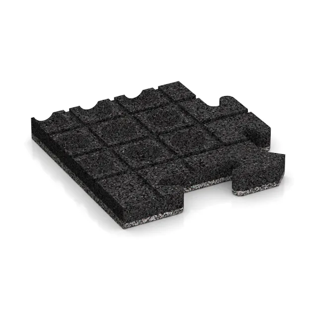 Aufsicht auf die Unterseite, also die Bodenseite von WARCO-Formteil 4848 - Corner Tile im Format 235 x 235 x 30 mm.