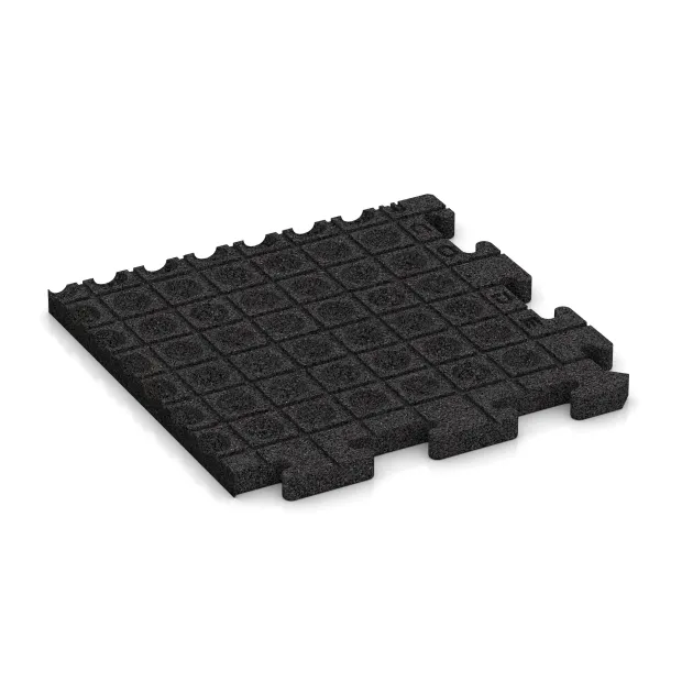 Aufsicht auf die Unterseite, also die Bodenseite von WARCO-Formteil 5085 - Corner Tile HD im Format 485 x 485 x 30 mm.