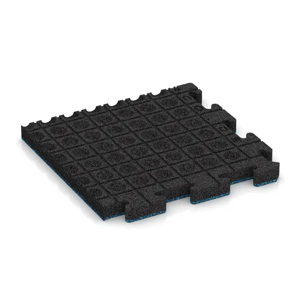 Aufsicht auf die Unterseite, also die Bodenseite von WARCO-Formteil 5118 - Corner Tile im Format 485 x 485 x 40 mm.