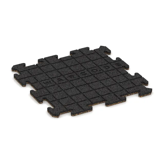 Aufsicht auf die Unterseite, also die Bodenseite von WARCO-Formteil 5684 - Indoor click tile im Format 500 x 500 x 18 mm.