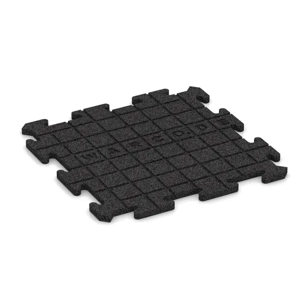 Aufsicht auf die Unterseite, also die Bodenseite von WARCO-Formteil 6102 - Indoor click tile im Format 500 x 500 x 18 mm.